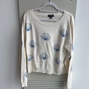 Wildfox Cream and Blue Shell Sweater